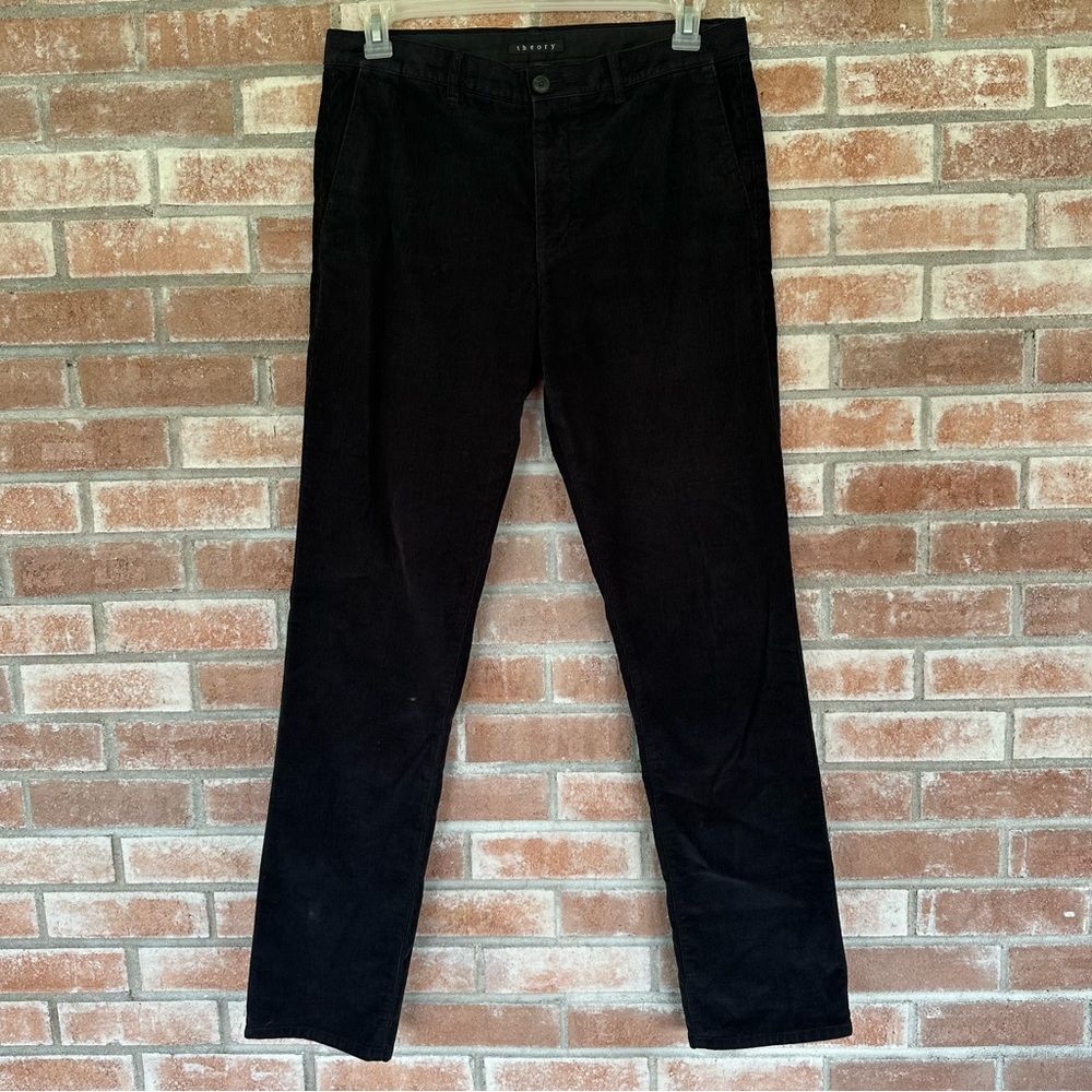 Theory Corduroy Straight Pants Women’s Plus Size 33 Black Academia